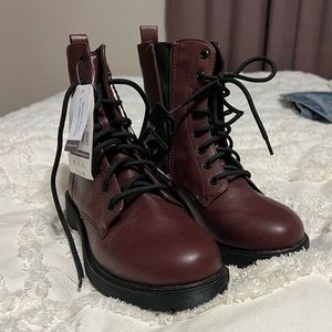 Burgundy combat boots